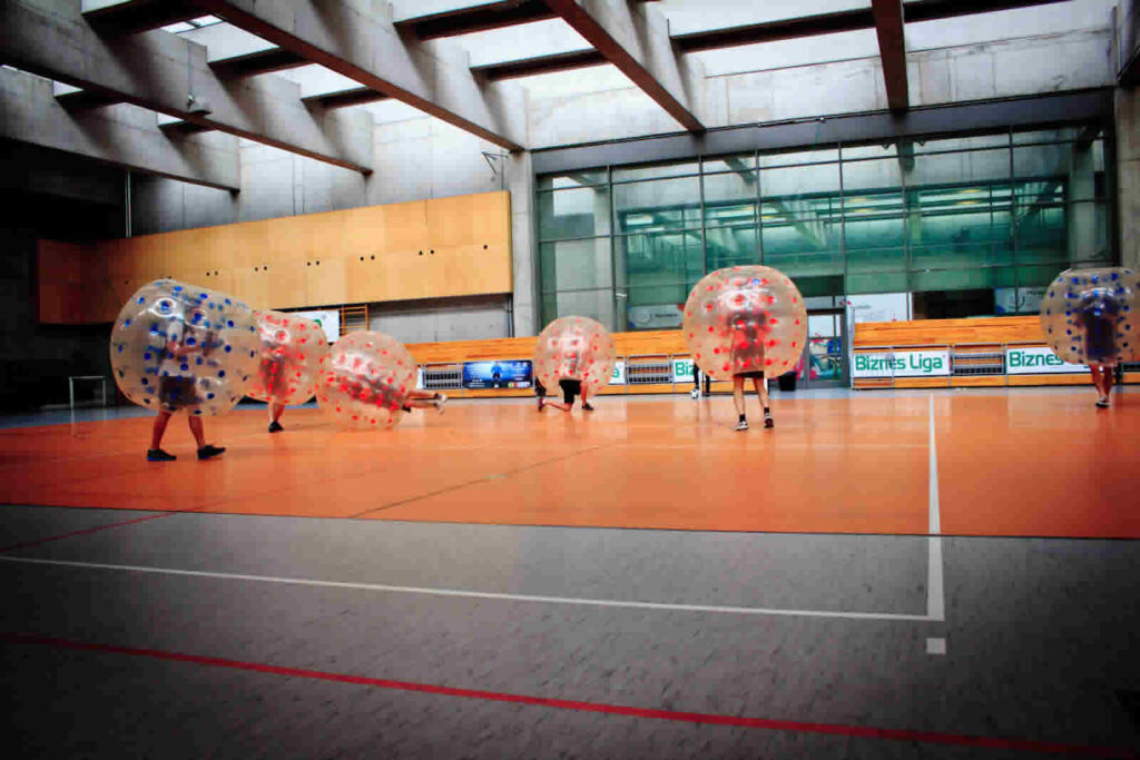 Bumper ball match in a sports hall in Krakow