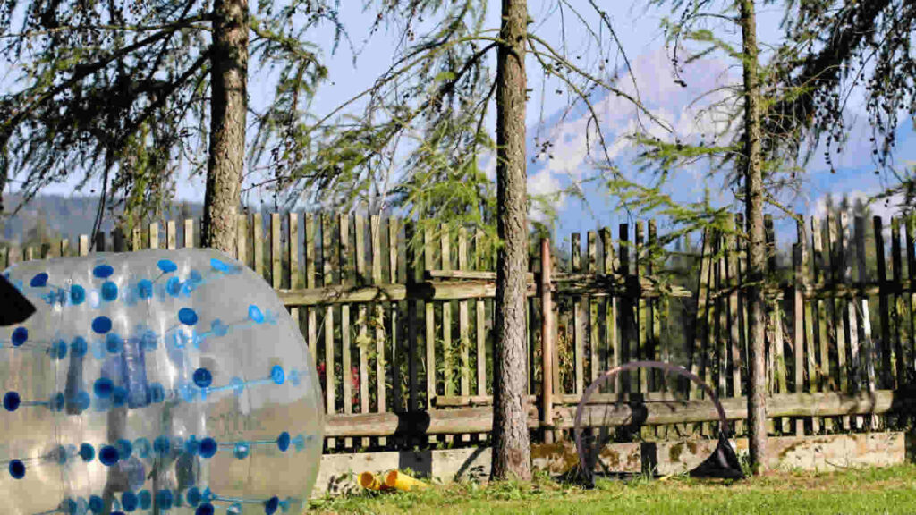 Bumper ball match on grass outdoors