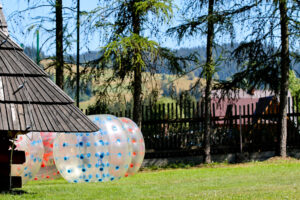 Tumbling in an inflatable ball – bubble football