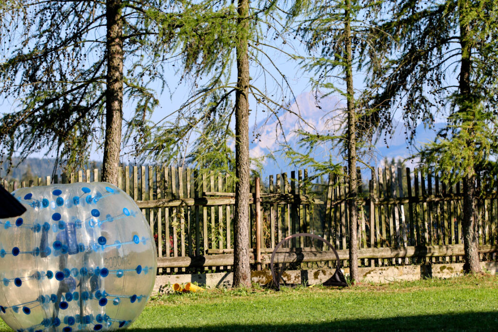 Bumper ball match on grass outdoors