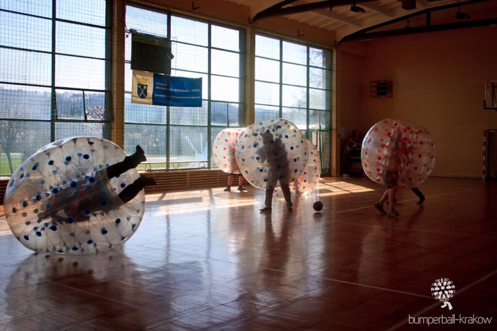A somersault in a bumper ball during a match