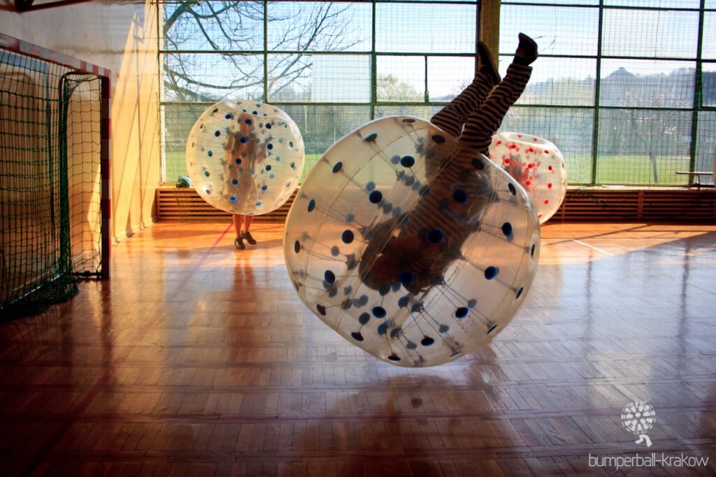 A somersault in a bumper ball during a match
