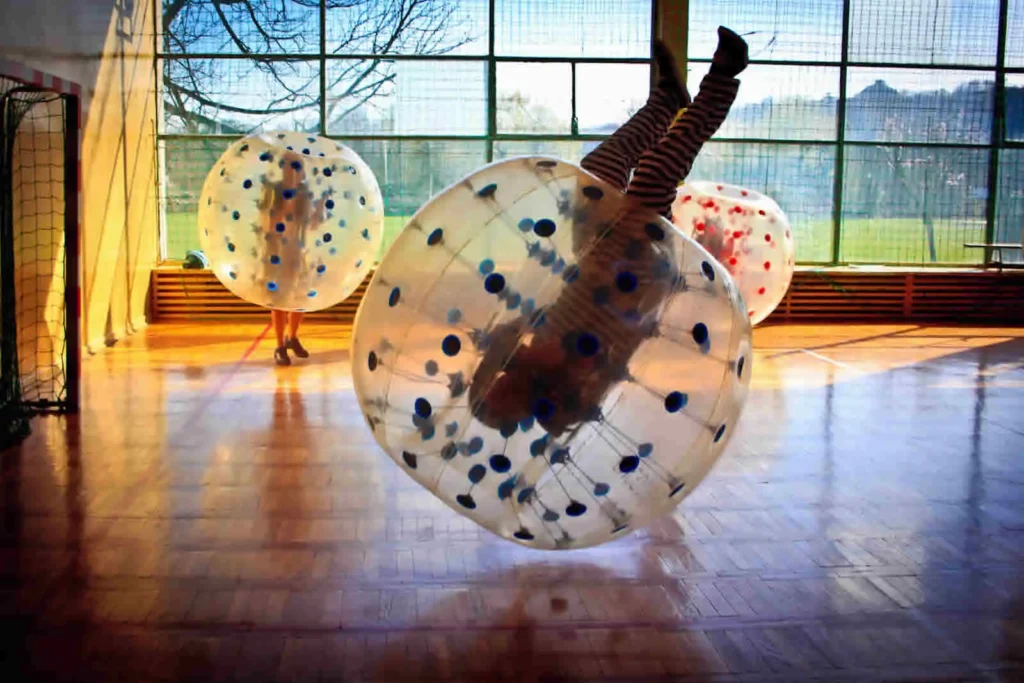 A somersault in a bumper ball during a match
