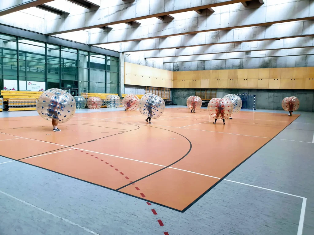 Bumper ball match in a sports hall in Krakow