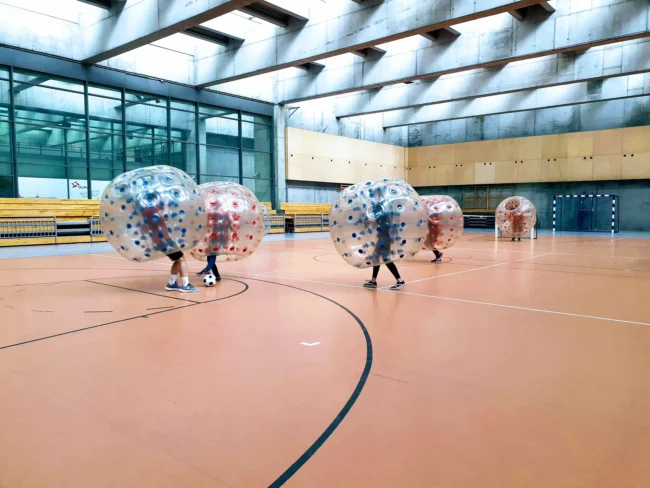 Bumper ball match in a sports hall in Krakow