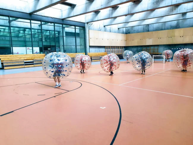 Bumper ball match in a sports hall in Krakow