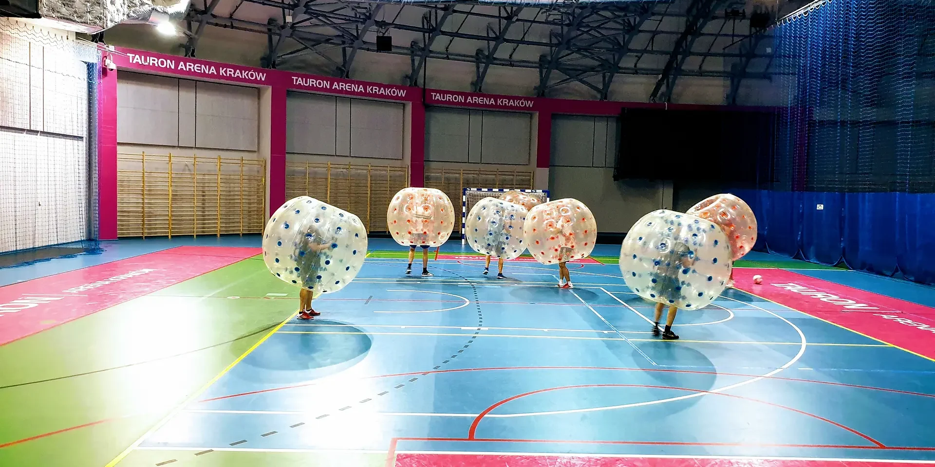Bumper Ball game in inflatable balls at a sports hall in Kraków