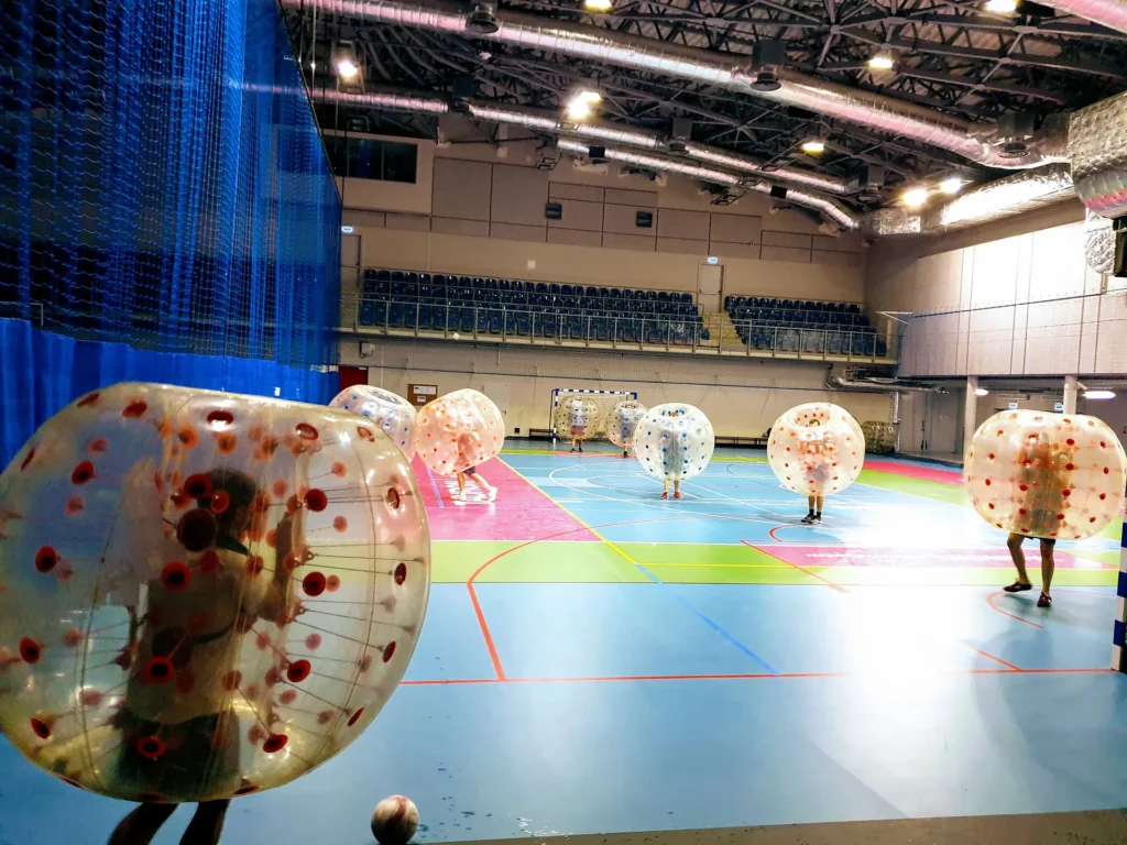 Bumper ball match in a sports hall in Krakow