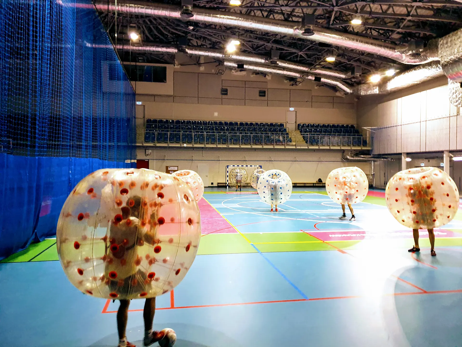 Bumper Ball game in inflatable balls at a sports hall in Kraków