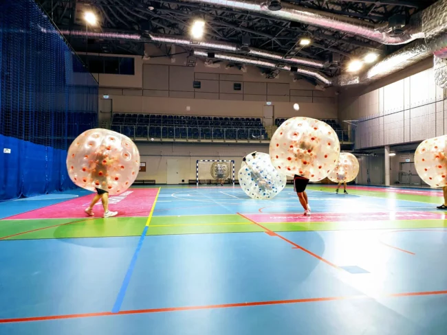 Bumper Ball game in inflatable balls at a sports hall in Kraków
