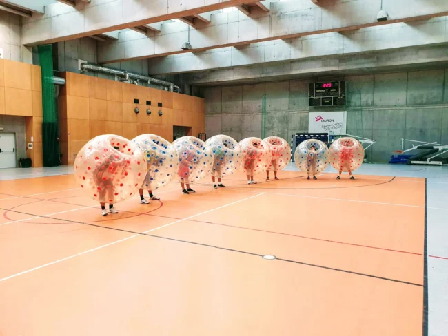 Bumper Ball game in inflatable balls at a sports hall in Kraków