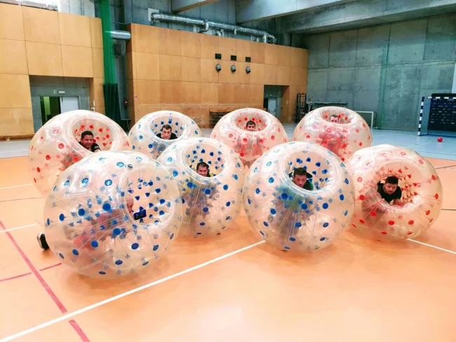 Bumper Ball game in inflatable balls at a sports hall in Kraków