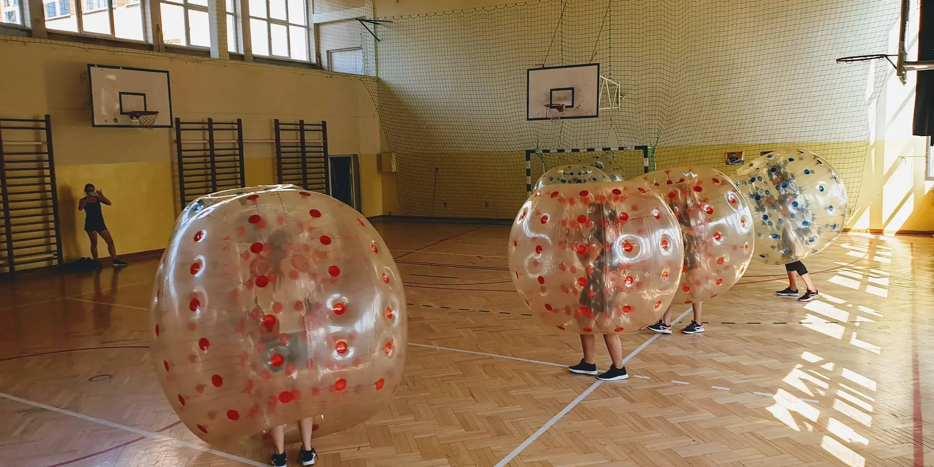 Bumper Ball game in inflatable balls at a sports hall in Kraków
