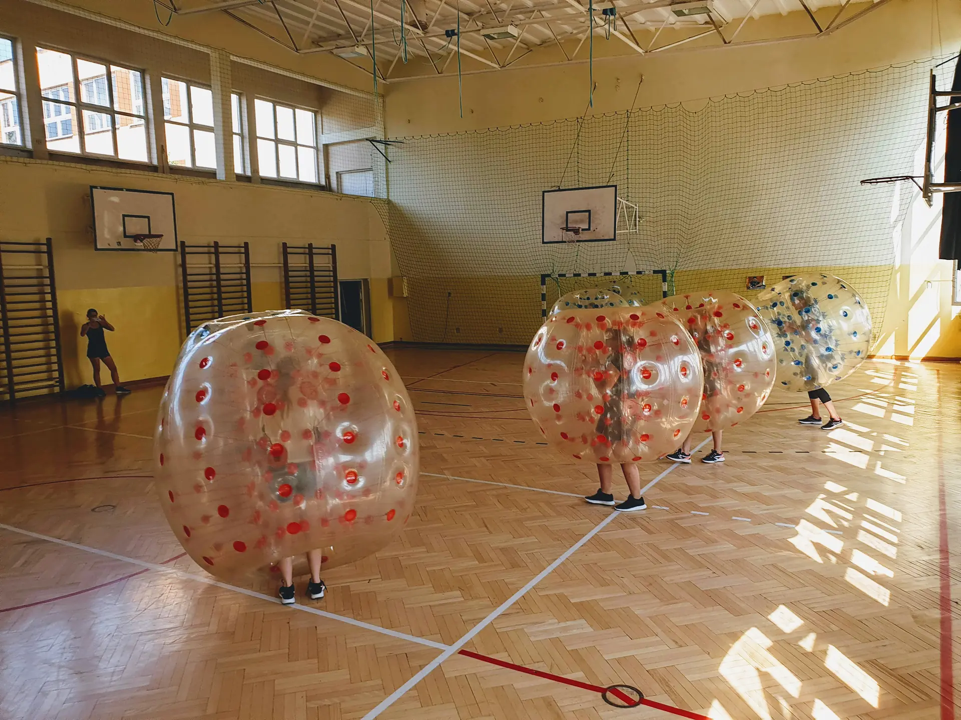 Bumper Ball game in inflatable balls at a sports hall in Kraków