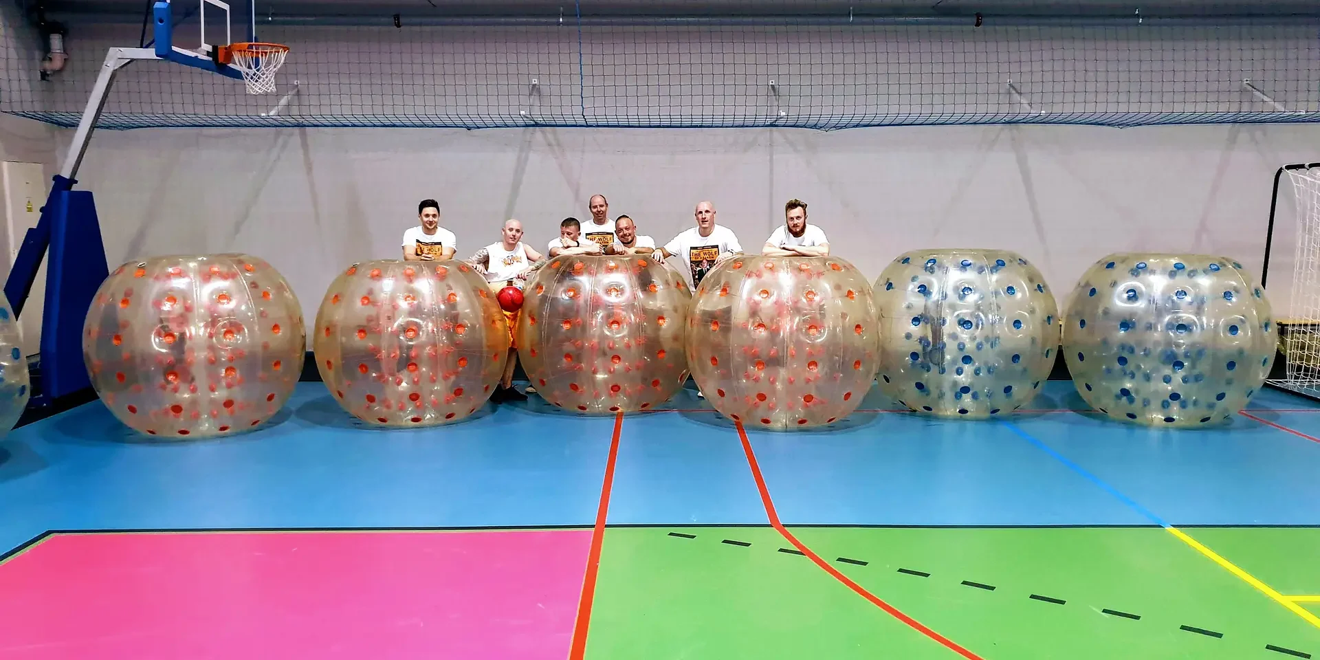 Bumper Ball game in inflatable balls at a sports hall in Kraków