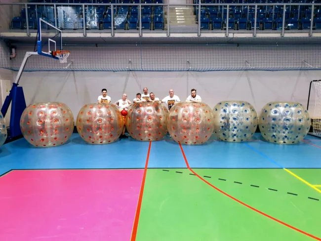 Bumper Ball game in inflatable balls at a sports hall in Kraków