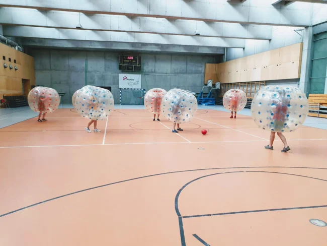 Bumper Ball game in inflatable balls at a sports hall in Kraków