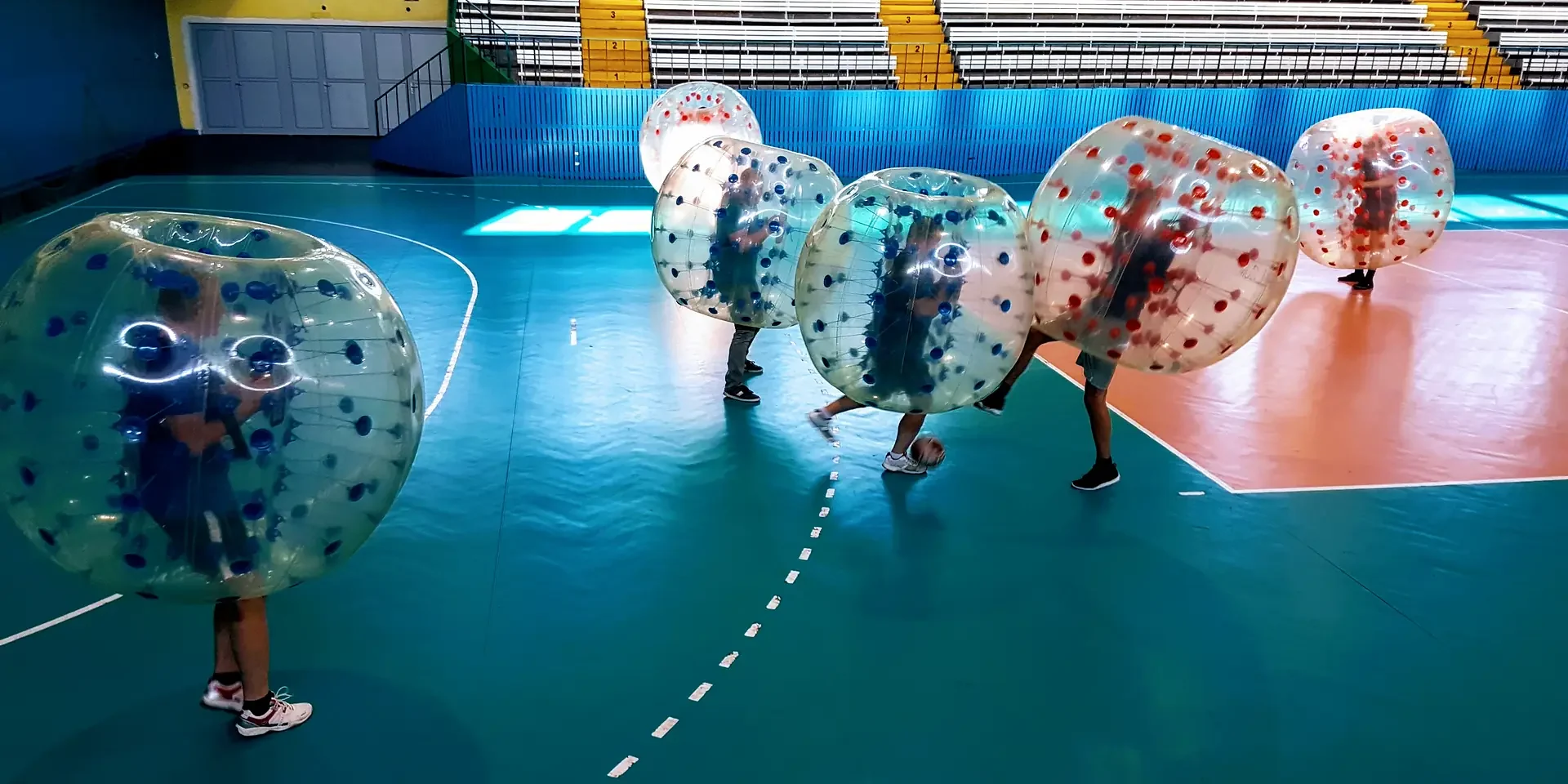 Bumper Ball game in inflatable balls at a sports hall in Kraków