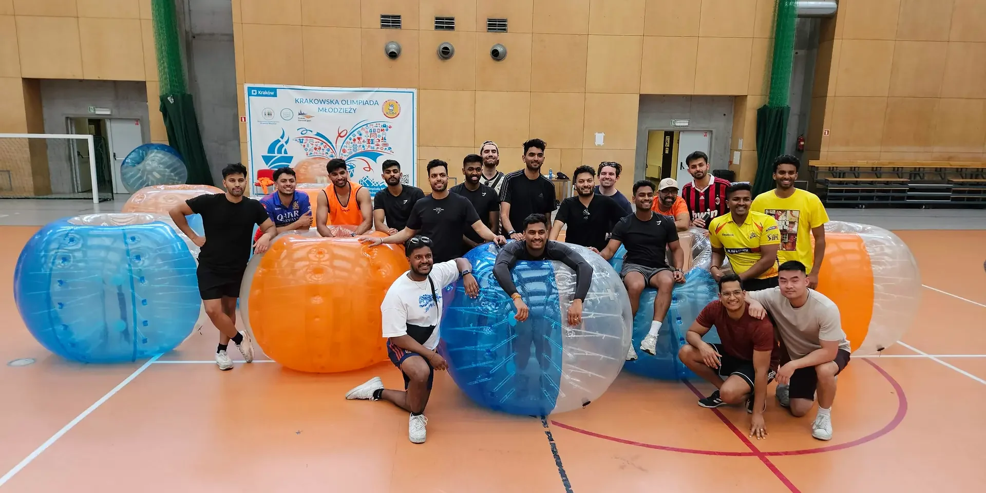 Bumper Ball game in inflatable balls at a sports hall in Kraków