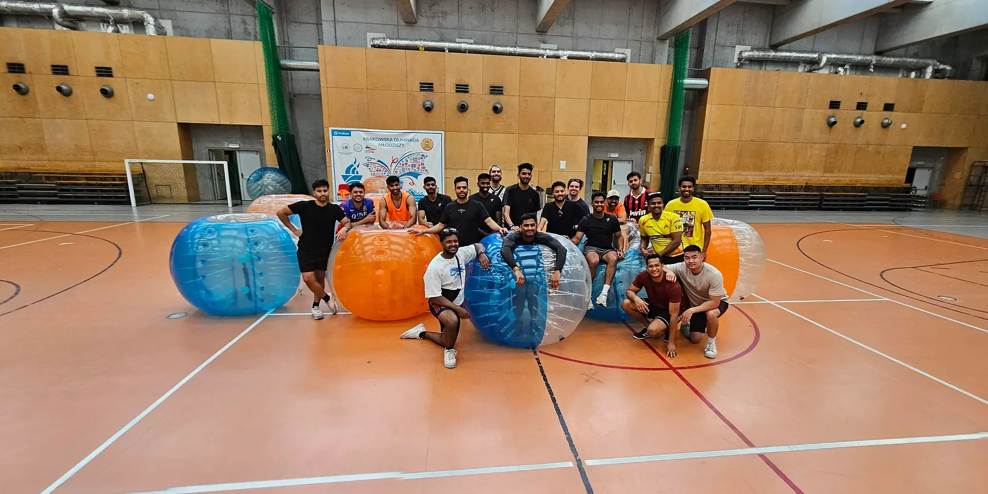 Bumper Ball game in inflatable balls at a sports hall in Kraków