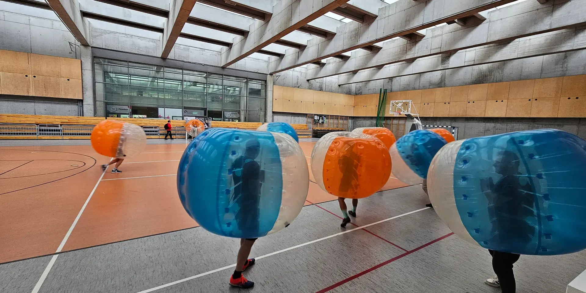 Bumper Ball game in inflatable balls at a sports hall in Kraków