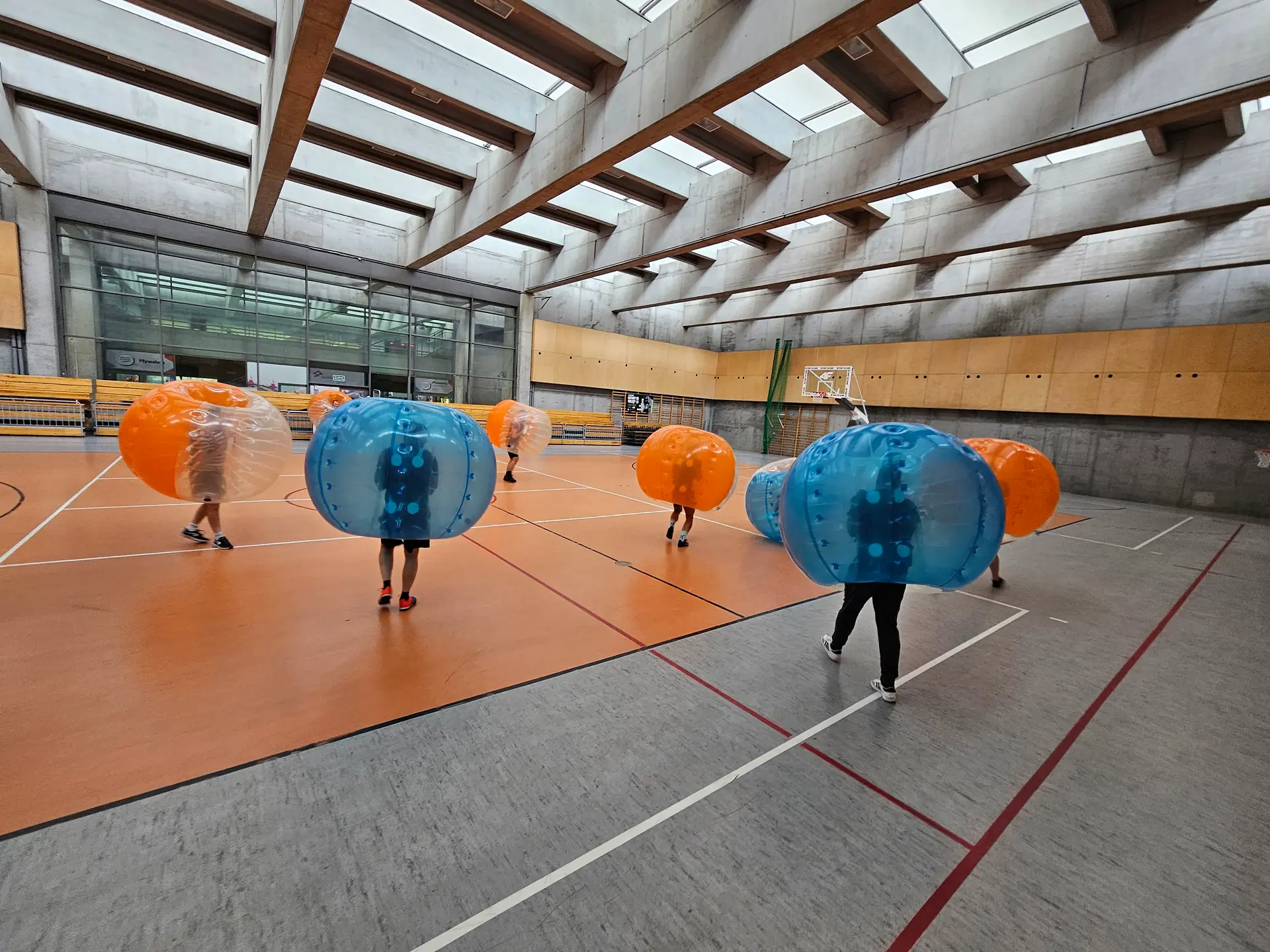 Bumper Ball game in inflatable balls at a sports hall in Kraków