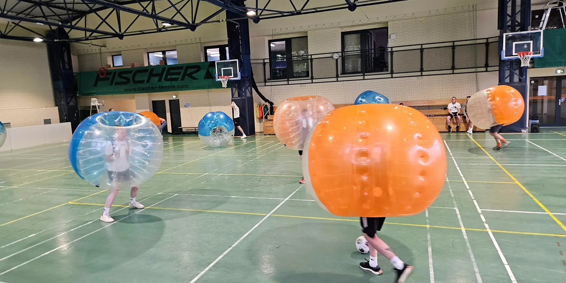 Bumper Ball game in inflatable balls at a sports hall in Kraków