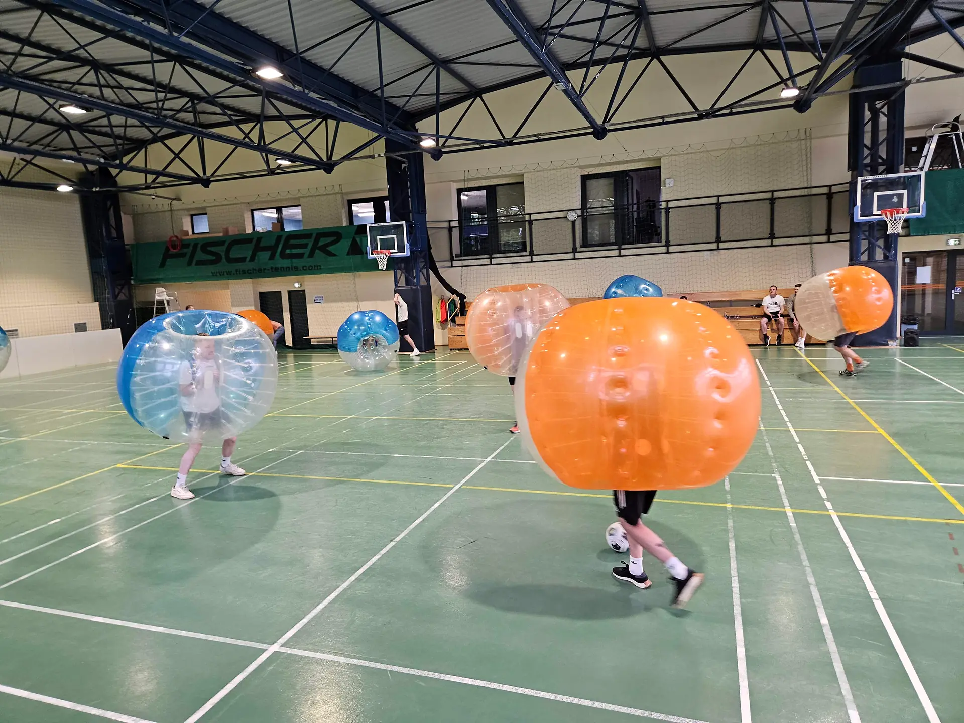 Bumper Ball game in inflatable balls at a sports hall in Kraków