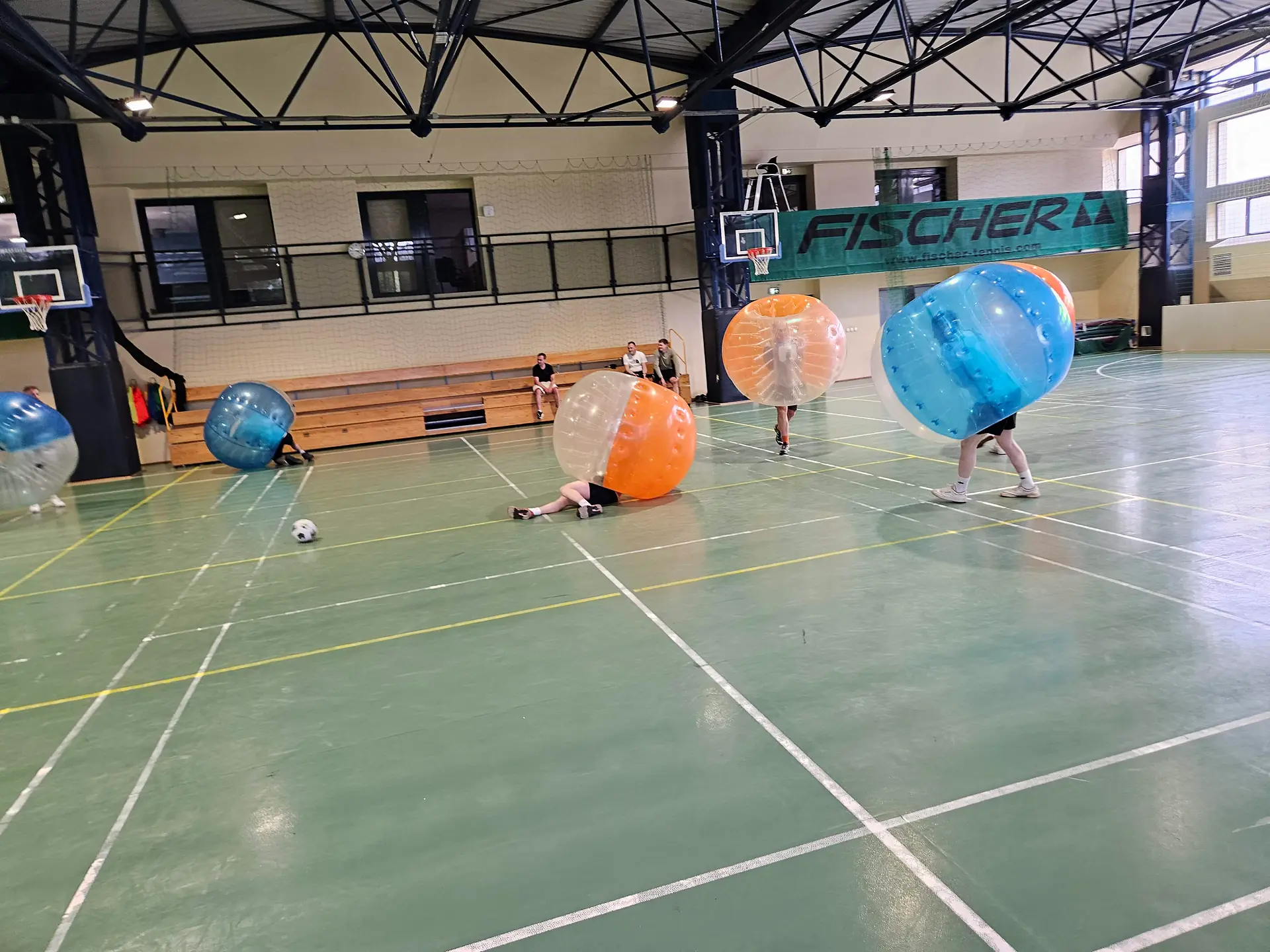 Bumper Ball game in inflatable balls at a sports hall in Kraków