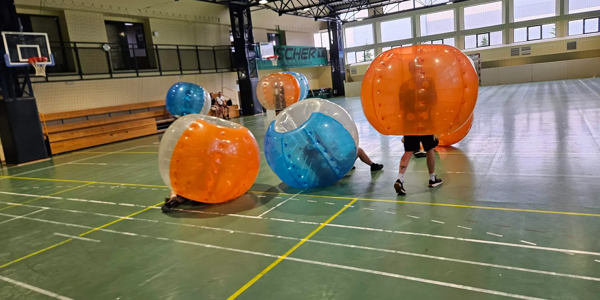Bumper Ball game in inflatable balls at a sports hall in Kraków