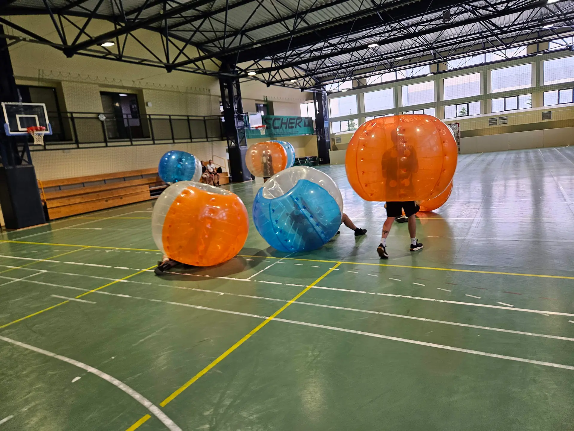 Bumper Ball game in inflatable balls at a sports hall in Kraków