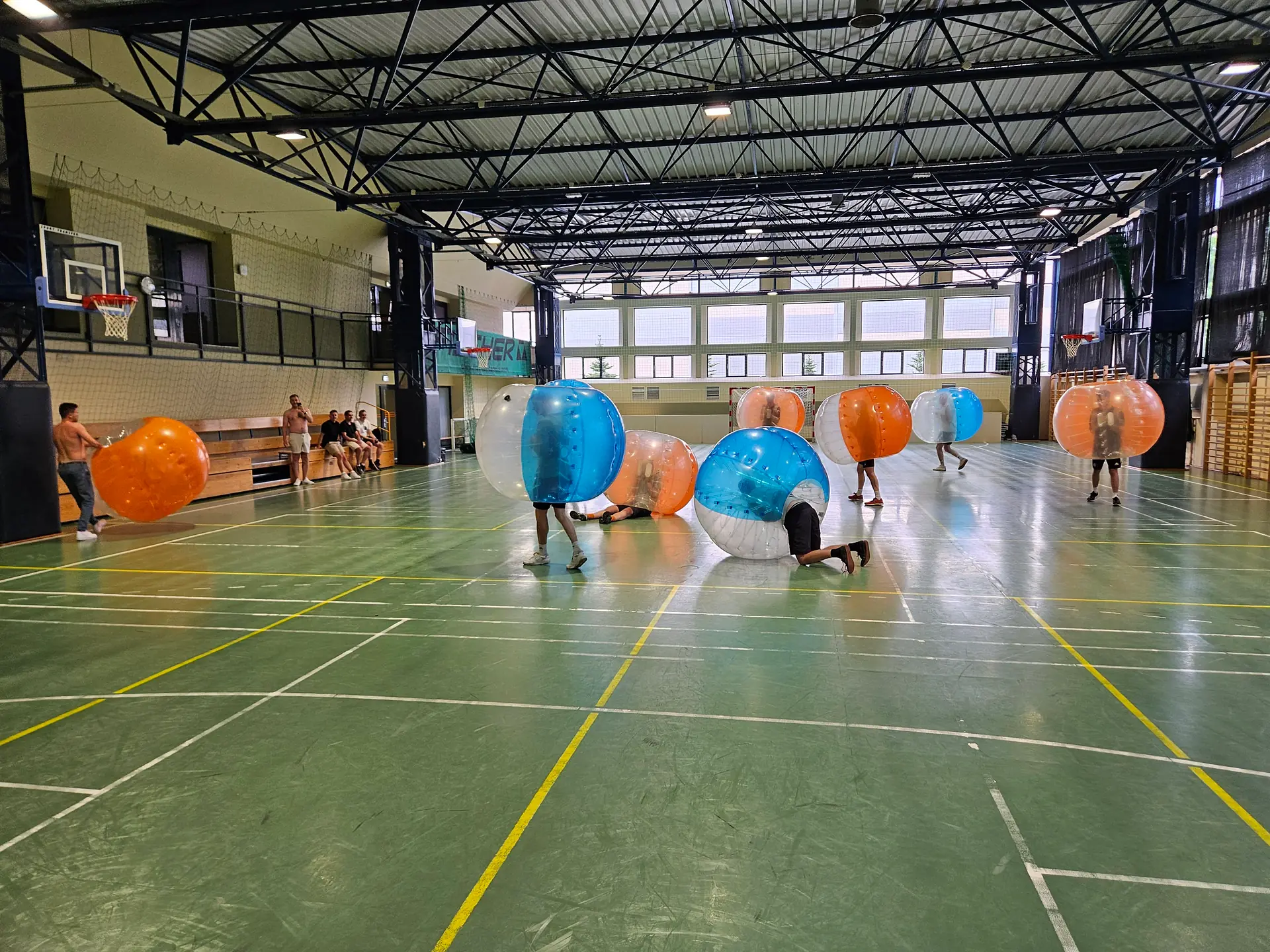 Bumper Ball game in inflatable balls at a sports hall in Kraków