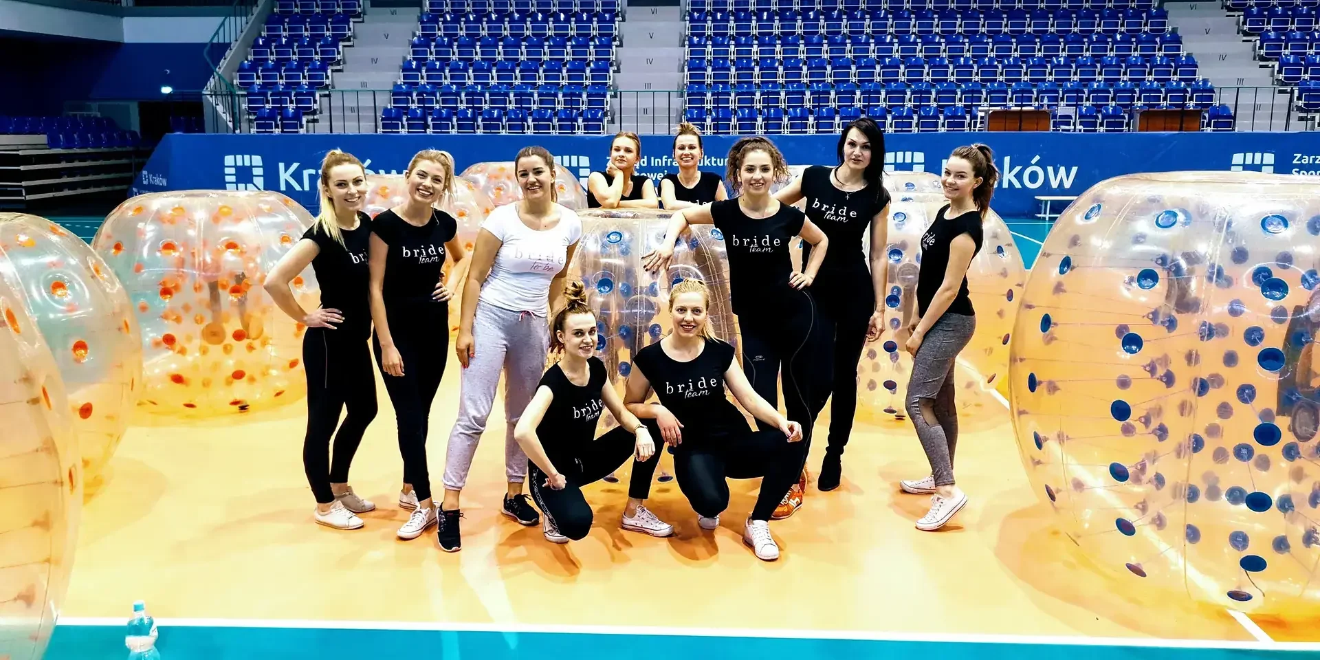 Hen party with Bumper Ball in Krakow – the bride's team in a sports hall